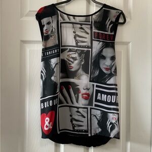 Graphic Print Sleeveless Top